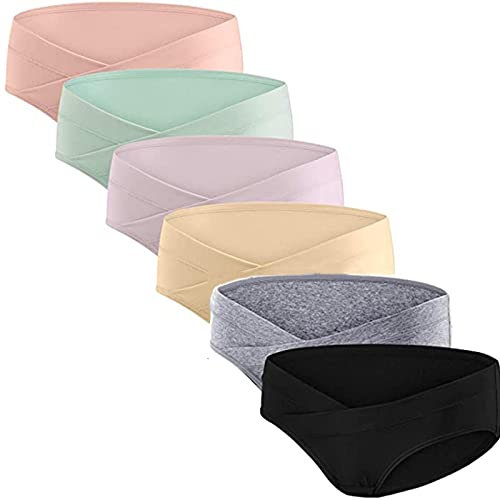 LAOLUO Culotte Maternité en Coton Femmes Taille Basse Doux Respirant Enceintes sous-vêtements de Grossesse Confortable Slip Pas Cher Confortable Lingerie en V Mode Chic Pyjama Lot de 3/6