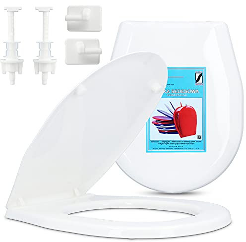 Inter-Sano® UNIVERSAL Toilettendeckel O-Form Oval Weiß WC Sitz mit Montagesatz | Toilettenbrille aus Antibakterielle PP-Material Klodeckel Passt In Jedes Badezimmer Klobrille Toilettensitz Toilet Seat