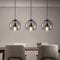 PTWFWI Pendant Light Fitting Modern Black Ceiling Light 3-Light Pendant Light E27 Hanging Lights with Globe Smoky Grey Glass Lamp Shades for Dining Room Living Room Kitchen Island, Max. 60W, 60x120cm