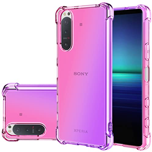 Gufuwo Hülle für Sony Xperia 5 II/Xperia 5II 5G XQ-AS72 Case Niedliche Verlauf Hülle Schlanke Kratzfeste TPU-Schutzhülle mit Stoßdämpfung Transparente weiche Handyhülle für Sony Xperia 5 II rosa/lila