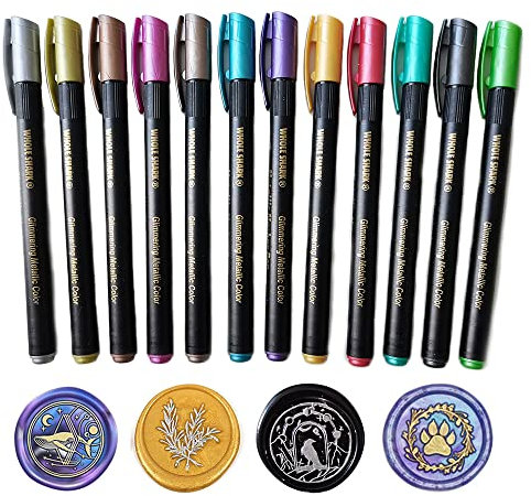 Wachssiegelstift-Set, PORXFLY 12 Stück Metallic-Markerstifte für Wachssiegelstempel, Dekorieren, Wachssiegel Set, geeignet für alle Siegelwachsperlen (12 Stück Wachssiegelstift)