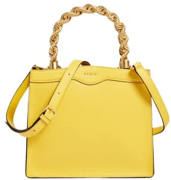 Guess Aida Leder-Henkeltasche, Gelb