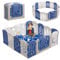 LZQ Laufstall Faltbar, Laufgitter Absperrgitter, Playpen Krabbelgitter aus Kunststoff Schutzgitter mit Tür und Spielzeugboard, Groß Kleinkinder Laufställe Klappbar (14 Paneele)