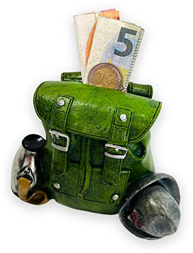 BUSDUGA 2975 Sparkasse Spardose Rucksack Grün Sparschwein 16x11x9cm wandern