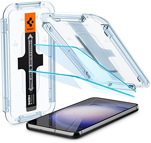 Spigen Glas.tR EZ Fit Hartglas, kompatibel mit Samsung Galaxy S23 Plus, 2 Stück, kratzfest, 9H Displayschutz