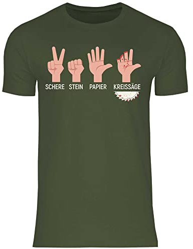 wowshirt Herren T-Shirt Schere Stein Papier Kreissäge Tischler Zimmermann Holzfäller Schreiner, Größe:S, Farbe:Urban Khaki