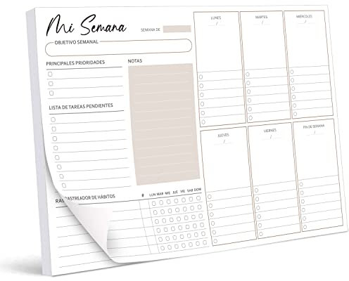 BIROYAL Bloc Planificador Semanal A4(50 Páginas),para Escritorio - Organizador semanal - Planificador semanal - Organizador semanal - Material escolar y papeleria - Papeleria oficina