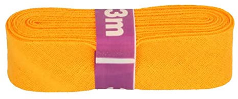 Schrägband 3m x 20mm Baumwolle gefalzt 60 Farben Einfassband Saumband, Farbe:658 hellorange