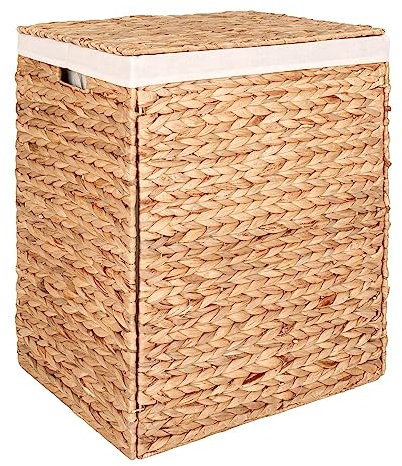 House Nordic Panier à Linge rectangulaire avec Couvercle en Jacinthe d'eau 43 x 32 x 55 cm