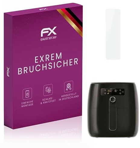 atFoliX Plastic Glass Protective Film compatible with Philips Airfryer Premium Compact, 9H Hybrid-Glass FX Screen Protector