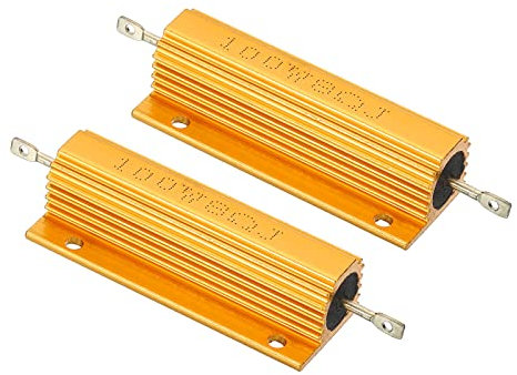 PATIKIL 2 Stück 100W 8 Ohm Aluminium Hülle Widerstand Gehäuse Draht Widerstände Schraube Tap Leistungswiderstand Goldton