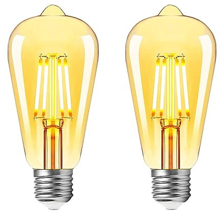 E27 Vintage Light Bulb,4W Led Equivalent 40W Incandescent Light Bulbs,Retro Amber Screw Edison Bulbs, Warm White 2700K,400Lm,Pack of 2