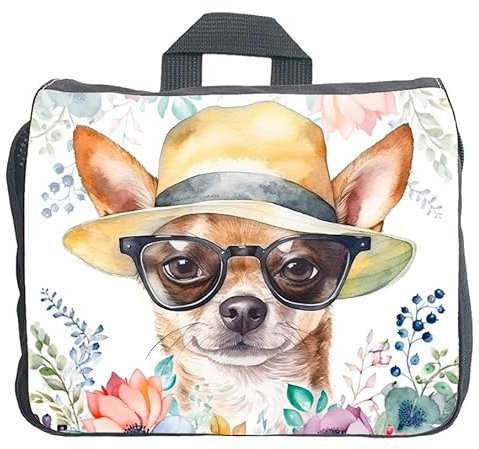 Cadouri Hundezubehörtasche mit Chihuahua (Kurzhaar) - Aufbewahrungstasche mit Hunderasse für Hundebesitzer - originelles Geschenk - handgefertigt