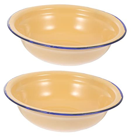 ifundom Emaille-becken-suppenschüssel-set Stabile Dicke Suppenteller Retro-stil Haushalts-emaillegeschirr-zubehör