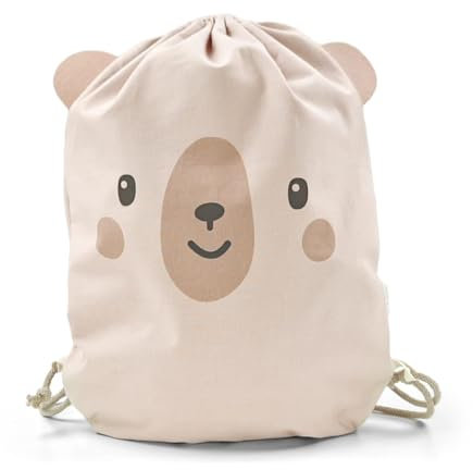 Albero Mio Rucksack | 40x30 cm | Kinderrucksack | Rucksack | Kindergartenrucksack | Hausschuhsack, Wechselkleidung | 100% Baumwolle | Teddybär