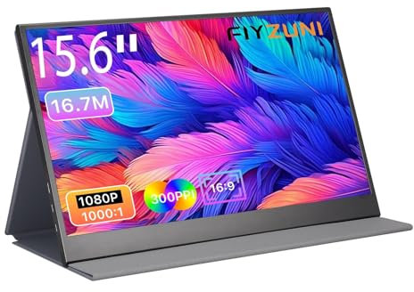 15.6inch Portable Monitor,1080P USB-C HDMI Second External Monitor for Laptop, HDR Plug&Play,PC,Mac Phone,PS,Xbox,Swich,IPS Ultra-Thin Zero Frame Laptop Monitor