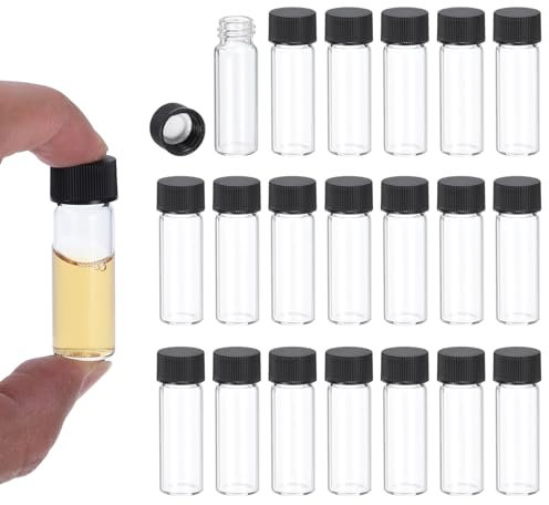 PATIKIL 4ml Clear Glass Vials, 20 Pack Sample Vials with Screw Cap Reagent Media Bottle Leak-Proof Liquid Sample Glass Vial for Lab Laboratory