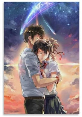 BBAUER Anime Your Name Poster Dekorative Malerei Leinwand Wandkunst Wohnzimmer Poster Schlafzimmer Malerei,Wandkunst Bilddruck Moderne Familienzimmer Dekor 16x24inch(40x60cm)