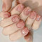 24pcs Short Square False Nails Fireworks Start Stick-on Pink Purple Ombre Press-on Removable Glue-on Full Cover Fake Nail Art Accessories for Women Brides