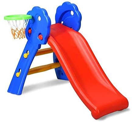 Stabile Rutsche für Kinder, faltbare Rutsche mit Basketballkorb, für Kinder von 3 bis 7 Jahren, faltbare Rutsche aus HDPE, Spielplatz für drinnen und draußen, leicht zu verstauen