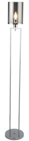 Licht-Erlebnisse Stehleuchte Wohnzimmer 144 cm klein B: 22 cm schmal in Chrom Rauchgrau E27 Glas Metall Modern Stehlampe Standleuchte