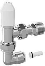 MYSON Matchmate Radiator Valve 10mm Lockshield Angled Chrome Pushfit 90 Degree Elbow