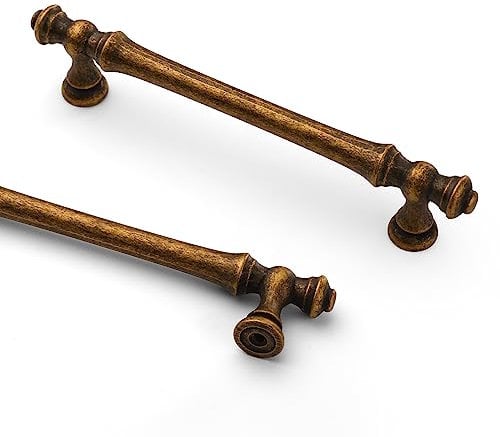 Coinkoly 10 Pack Antique Brass Cabinet Pulls 128MM Hole Centers Kitchen Cabinet Handles Drawer Handles Kitchen Cupboard Handles UK0001