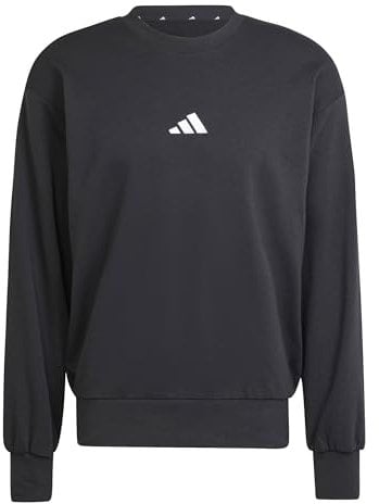 adidas Uomo Essentials FEELCOZY French Terry Sweatshirt, Black/White, M