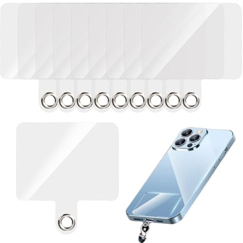 10 Pcs Almohadillas Transparentes para Teléfono Móvil, Teléfono Móvil Cordón de Repuesto Parches Pestaña Universal Phone Tether Tabs Repuesto PVC Transparente Phone Lanyard Parches para Smartphones