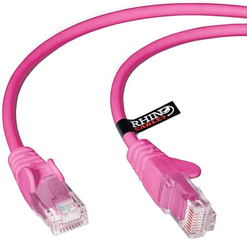 rhinocables CAT 5e High-Speed Ethernet Cable - Reliable LAN Network RJ45 Cable for Fast Internet & Data Transfer | Durable WiFi Broadband Cable for Gaming & Streaming, (3m, Pink, Pack of 10)