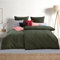 Soifox Winter Flanell bettwäsche 135 x 200 4teilig - Olivgrün Flauschige und Warme Cashmere Touch Bettbezug 2er Set + Kissenbezug 2er Set 80x80 cm mit Reißverschluss