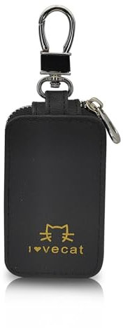 AfitLulu Funda de piel para llaves de coche, unisex, con cremallera de metal, funda personalizada para llaves de coche para hombres y mujeres, Negro , 1.9*3.3