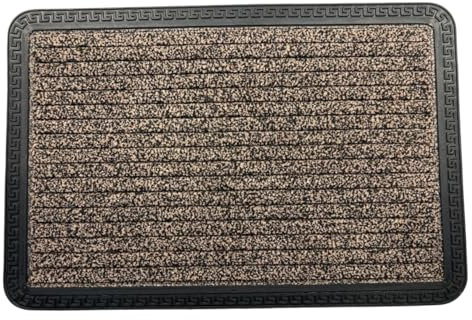 Door Mat - Low Profile 5mm Thick - Washable - Non Slip Rubber Backing - Heavy Duty - Indoor - 4 Colours - 40cm x 60cm (Brown)
