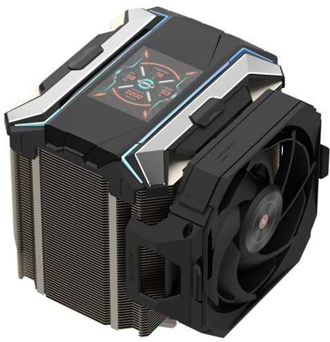 ALSEYE i600 Pro CPU Cooler, HD Display with Temperature, Copper Base Hidden Fan Dual Tower CPU Cooler 6 Heat Pipes TDP 290W ARGB PWM Koala Fan with FDB Bearing Intel LGA & AM5 AM4 (Black)