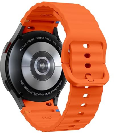 xhKJO Sangle pour Galaxy Watch 7 40mm / Galaxy Watch 7 44mm Bracelets, Silicone de Montre Strap Bande avec Fermoir Bracelets Montres pour Galaxy Watch FE 40mm /Galaxy Watch 7 40mm 44mm (orange)