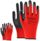 A406 24 Pairs Red Work Gloves Latex coated Crinkled finish Safety Gloves Non Slip Gloves Rubber Gloves for Builder construction gardening Heavy Duty for Construction, Warehouse (Large-9)