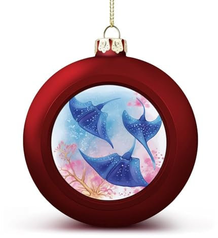 Weihnachtskugeln, Meerestiere, Stachelrochen, Druck, Weihnachtsschmuck, Weihnachtsbaumschmuck, festliche Ornamente, Feiertagsschmuck