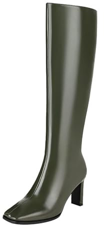 Yekdmxop Stivali Alti con Tacco Donna Stivali Alti Donna sopra Il Ginocchio Comoda Calda Boots Donna con Tacco Impermeabile Stivaletti da Combattimento Suola Interna Invernali Autunnali