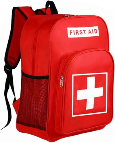 E-HORDE Erste-Hilfe-Rucksack Leer Rot, Notfallrucksack Erste-Hilfe für Trauma, Wasserdicht Groß Rettungsrucksack mit Seitentaschen und rutschfesten Gepolsterten Schultergurten