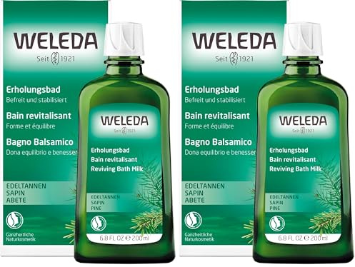 WELEDA Bio Edeltannen Erholungsbad, Naturkosmetik Bio Bade Essenz mit ätherischen Ölen von Fichten und Edeltannen zur Entspannung und Pflege, Badezusatz für innere Kraft (1 x 200 ml) (Packung mit 2)