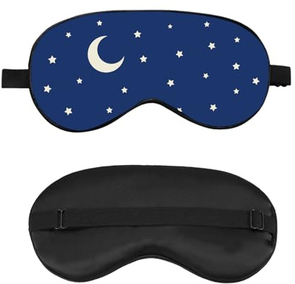 Ptrin Satin Schlafmaske,schlafmaske Frauen und Herren Augenmaske mit verstellbarem Kopfband, schlafbrille und Augenbinde für Nachtschlaf, Reisen und Nickerchen, Schwarz (Mond)