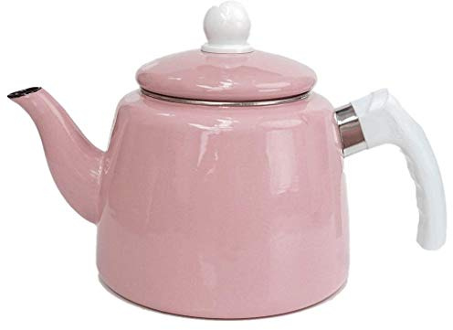 ZHANGXABN Kettle Water Blue Enamel Macarons Color Health Pot Coffee Pot Induction Cooker Home Thickening Restaurant 2L Jug Home Camping (Pink)