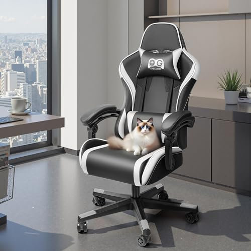 DoChair Gaming Stuhl Ergonomischer mit Fußstütze Kopfstütze und Lordosenstütz Höhenverstellbar Gepolstert Gamingstuhl Verstellbarer und Drehbarer PC-Stuhl