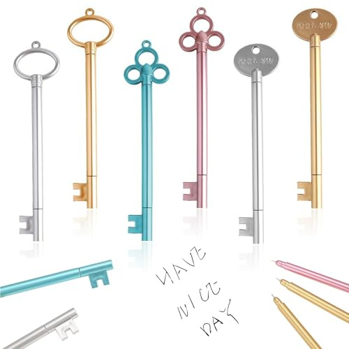 SZZETK 24er Set Schlüssel Stift, Schlüsselstifte Bunt, Vintage Schlüssel Gelschreiber, Kreativer Stift, Der Schlüsselstift ist Besonders Praktisch und Kreativ als Geschenk