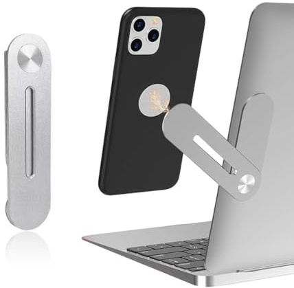OIXEYA Magnetischer Laptop Handy Ständer, 3-Dimensionale Verstellbare Kamera-Übergabe Zubehör Halterung, MacBook zubehör für iPhone, Faltbarer Halterungsbügel für Tesla PC Gym Monitor, Silber