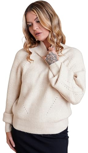 Enorsia Women's Funnel Neck Jumper Soft Knit Sweater with Raglan Sleeves Relaxed Fit Winter Jumper Cozy Ribbed Cuffs & Hem Women’s Sweater for Cold Days