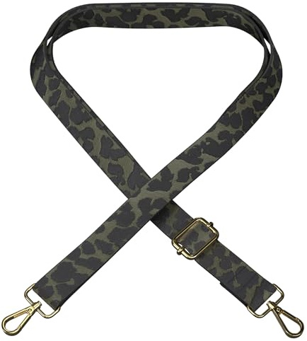 EAZY CASE - Verstellbarer Taschengurt, Ersatz Gurt für Handtaschen, Schulterriemen für Umhängetaschen, dünner Riemen für Taschen und Tragetaschen, DIY Taschenband, Camouflage - Dunkelgrün Metall Gold