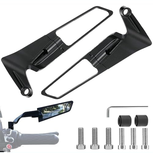 Motorrad Spiegel Für Yamaha MT09 Tracer 900 GT MT09 XSR 900,Einstellbare Drehbarer Wind Flügel Seite Lenkerendenspiegel Rückspiegel Rückseitenspiegel Lenker Zubehör,S