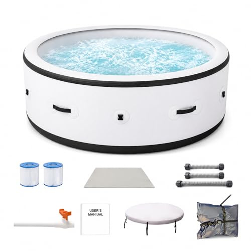 Spa Gonfiabile Idromassaggio 4-6 Posti 206x71cm, Vasca Idromassaggio Gonflabile Chauffant 40°C, 150 Getti di Bolle, LED 6 Colori, Anti-Foratura, Giardino Terrazzo Cortile