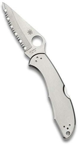 Spyderco Delica 4, Stainless Steel Handle, Serrated